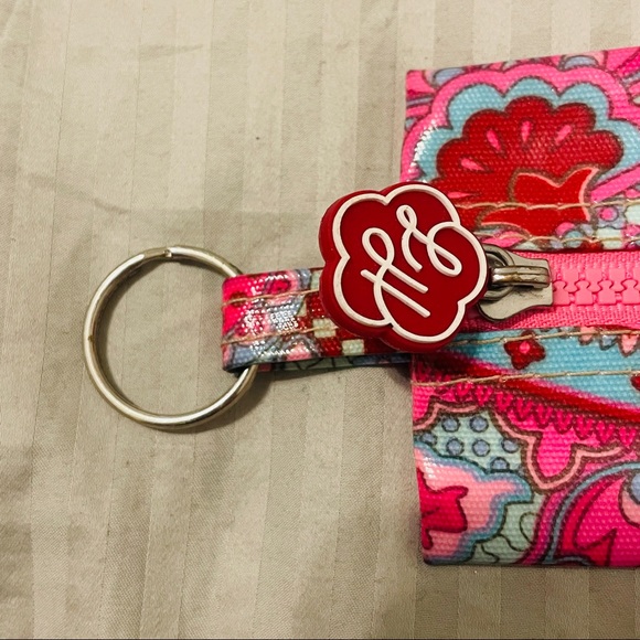 Lou Harvey Blue and Pink Paisley Print Keychain Wallet - Picture 6 of 6